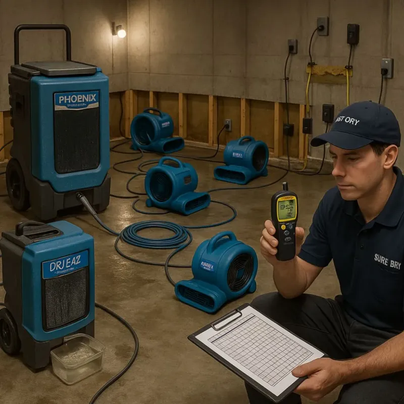 Structural Drying and Dehumidification process in Holcomb, KS